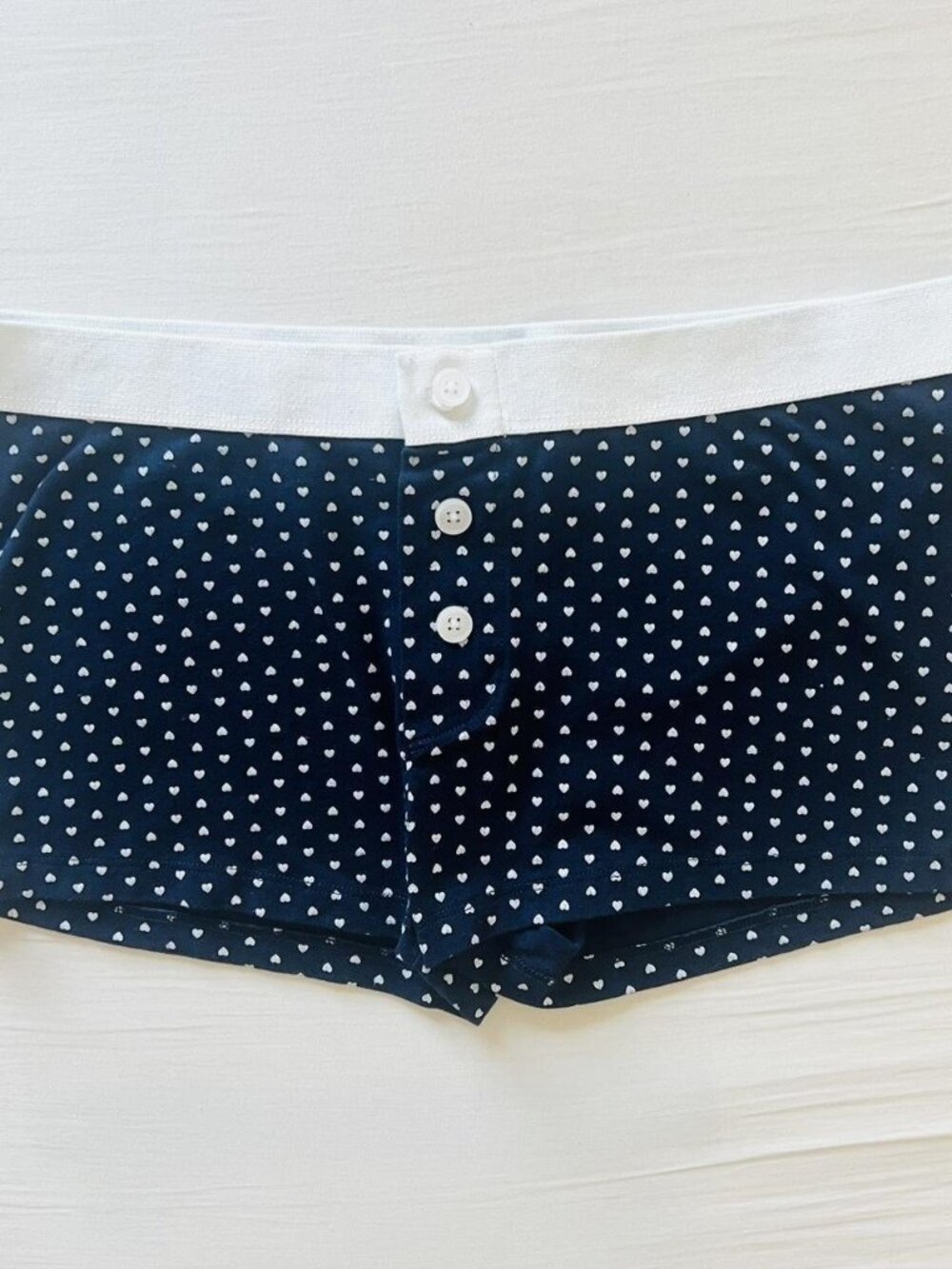BNWT Brandy Melville-John Galt Blue Heart Print Button Boy Shorts